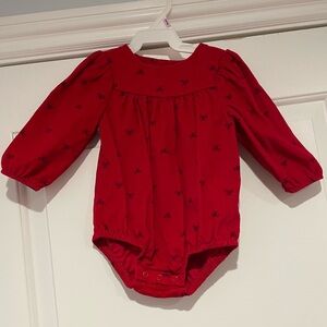 Carter's Red Long Sleeve Corduroy Bodysuit